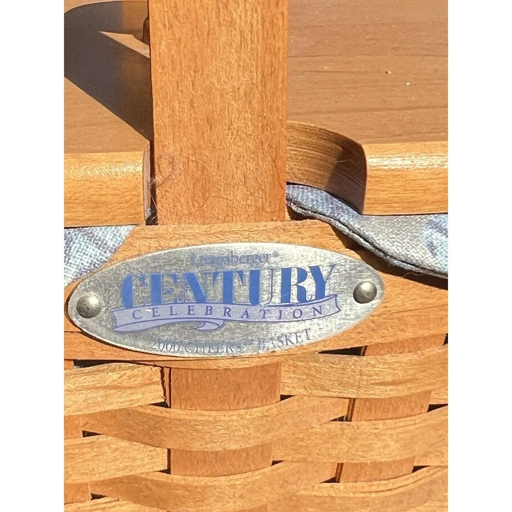 Longaberger Century Celebration 2000 Cheers Basket Liner & Lid Handwoven Ohio